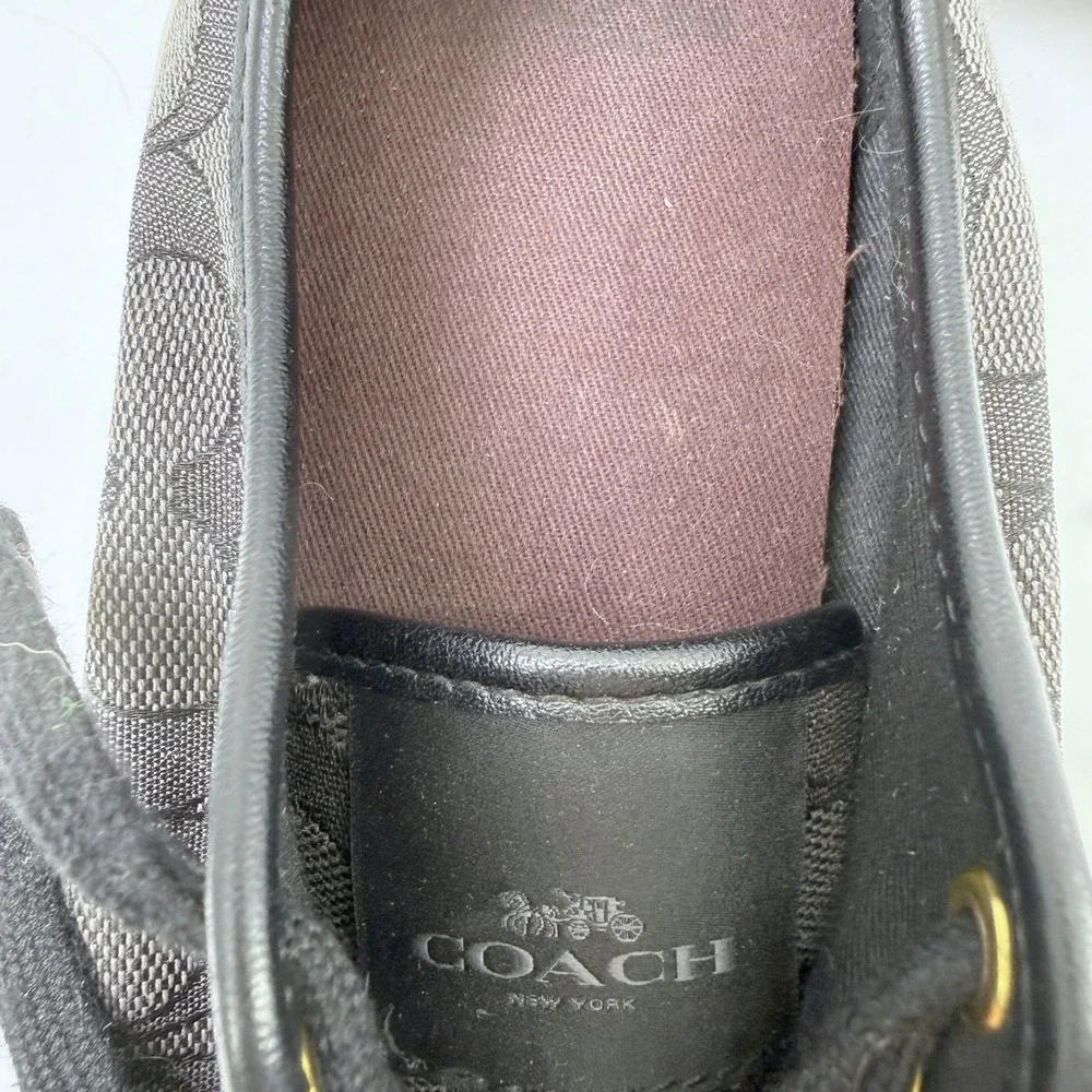 Coach Empire Sneakers Women 7.5B Signature Monogram Black‎ Designer Streetwear